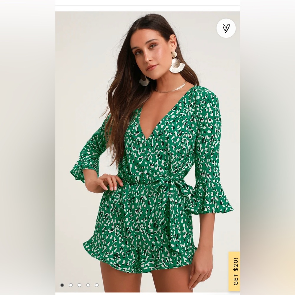 Green Cheetah Print Romper